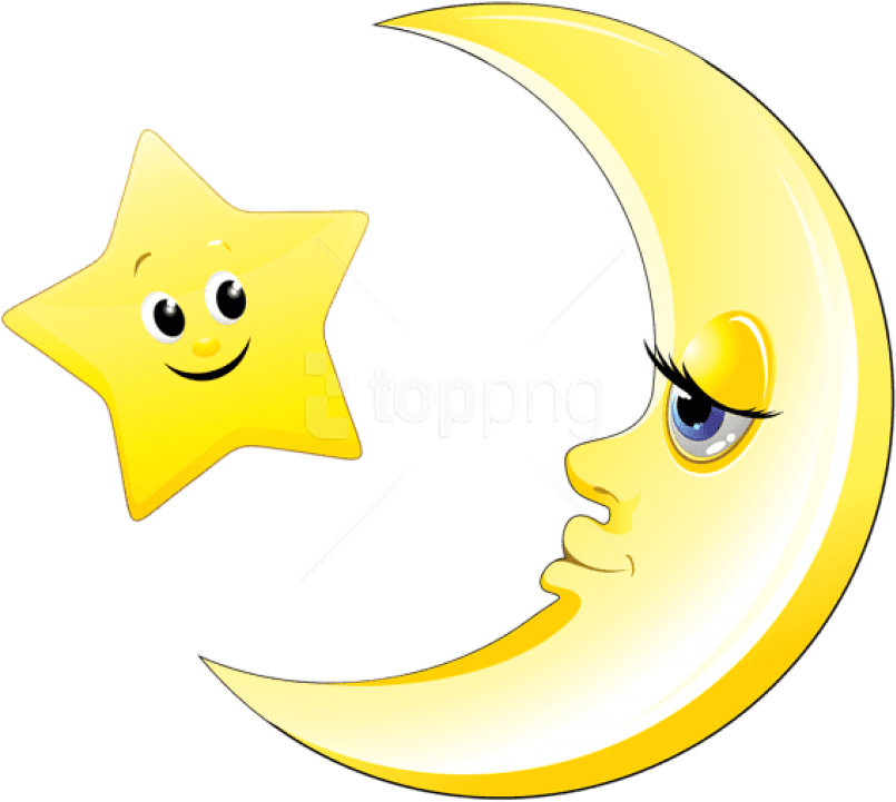 Download Transparent Cute Moon And Starpicture Clipart - Moon And Star Clipart - Png Download (850x784), Png Download