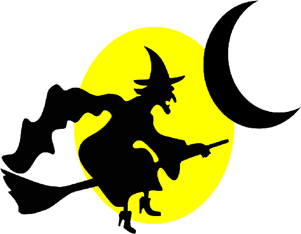 Halloween Moon Cartoon - Halloween Witch Silhouette Clipart (600x600), Png Download