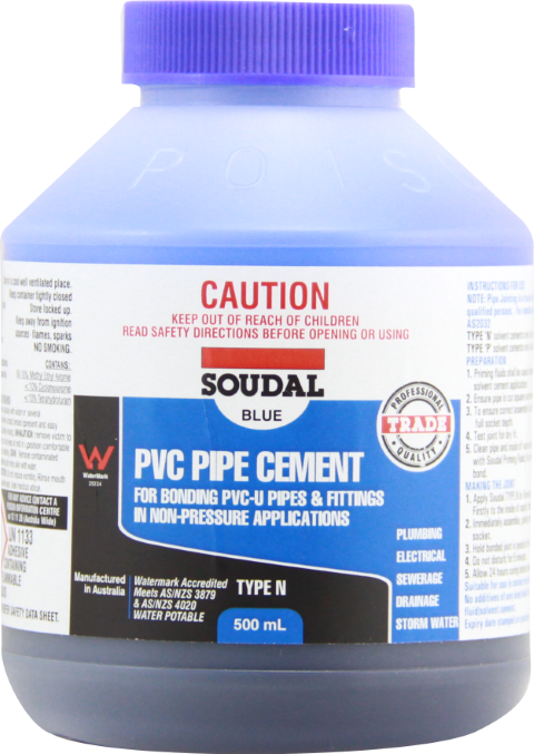 Pvc Pipe Cement Blue Type N Soudal 500ml - Soudal Clipart (480x677), Png Download