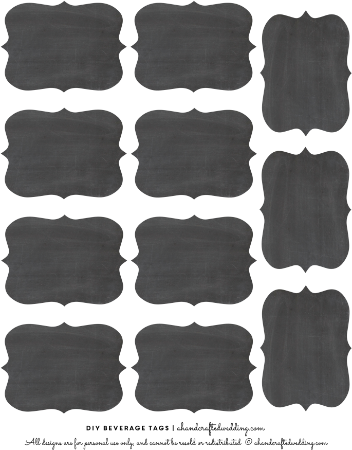 Diy Drink Tags Free Printable - Tag Shape Chalk Board Clipart - Png Download (750x971), Png Download