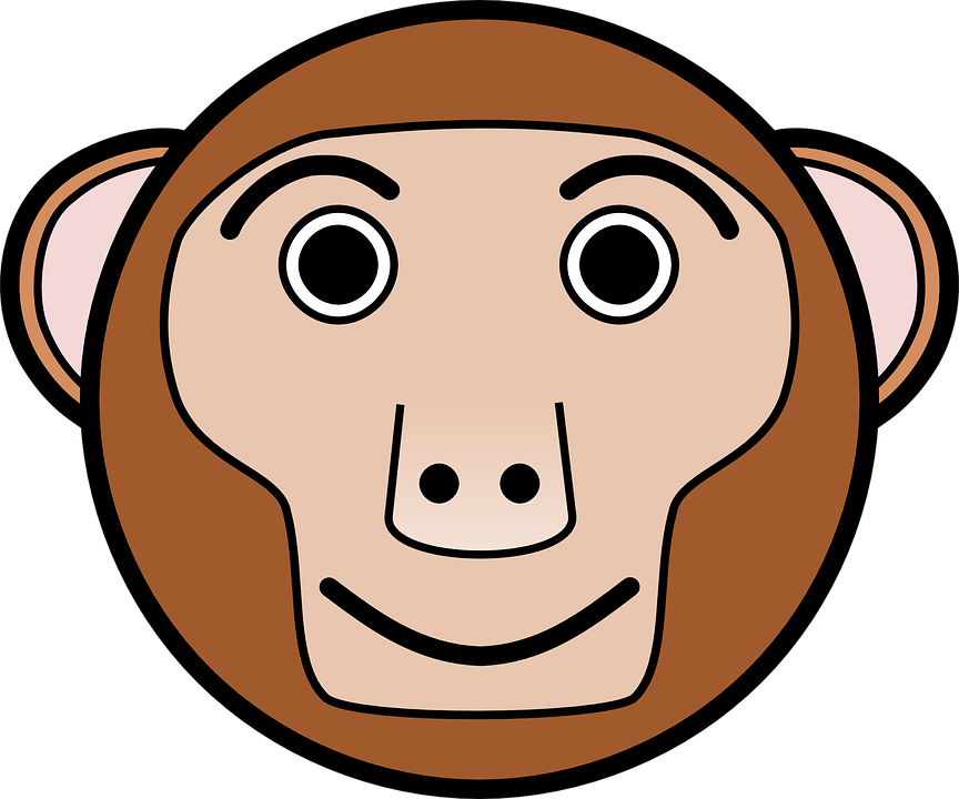 Head Monkey Brown Circle Animal Smile - Animal Rounded Clipart Face - Png Download (864x720), Png Download