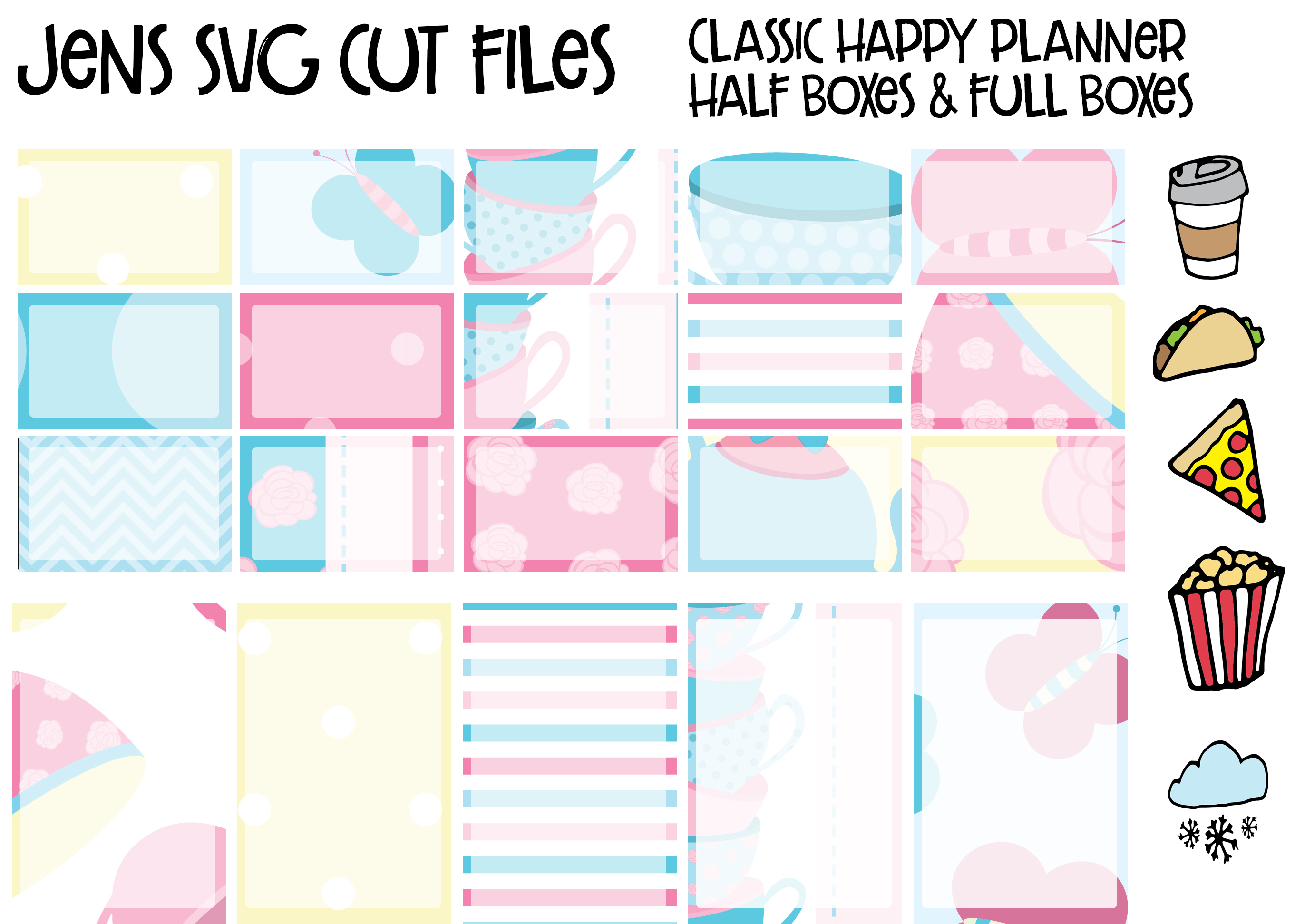 Free Happy Classic Happy Planner Sticker Template Half Clipart (2775x2025), Png Download