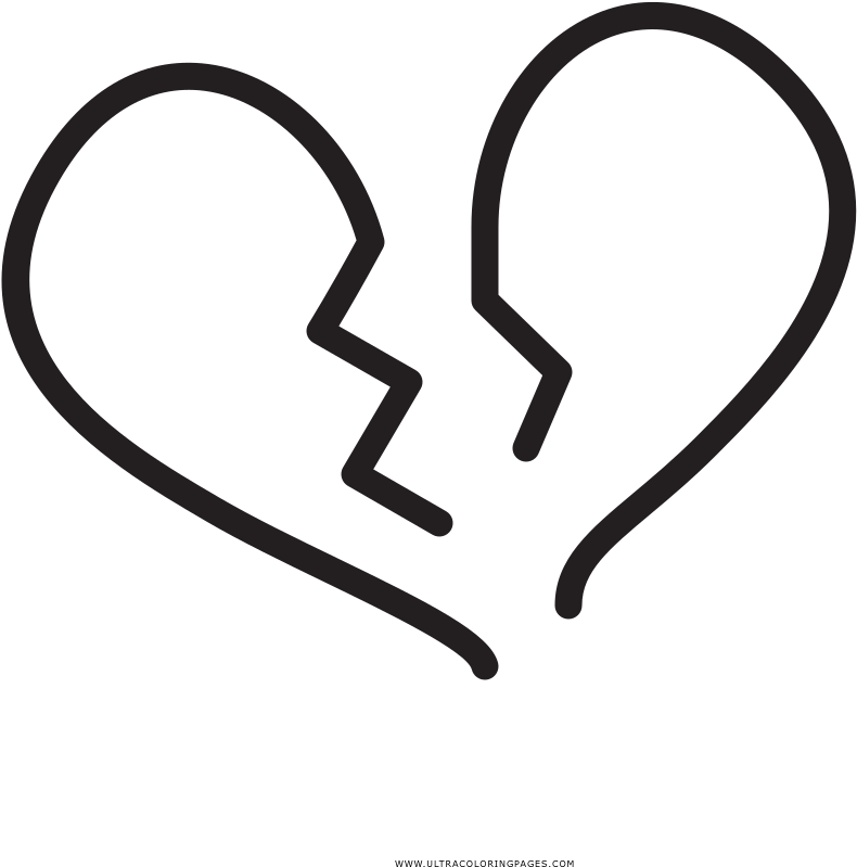 Dibujo De Corazn Roto Para Colorear - Line Art Clipart (1000x1000), Png Download