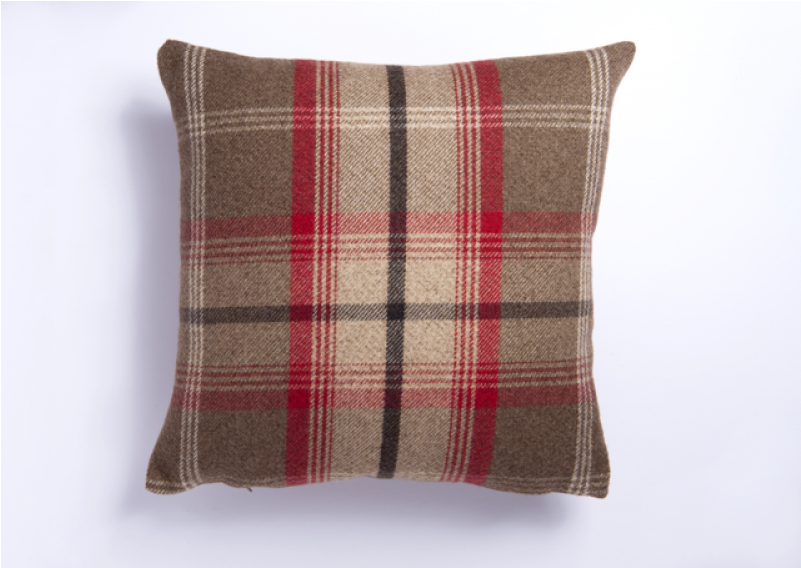 Highland Mist Tartan Cushion Cover In Red - Cushion Clipart (800x927), Png Download