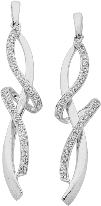 Diamond Set White Gold Earrings - Earrings Clipart (606x774), Png Download