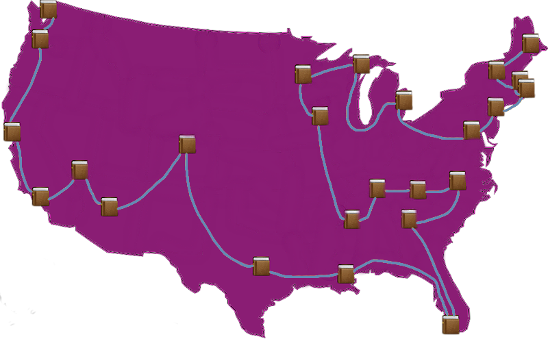 Map Of The Ultimate Bookstore Road Trip - Cupertino On A Map Clipart (800x495), Png Download