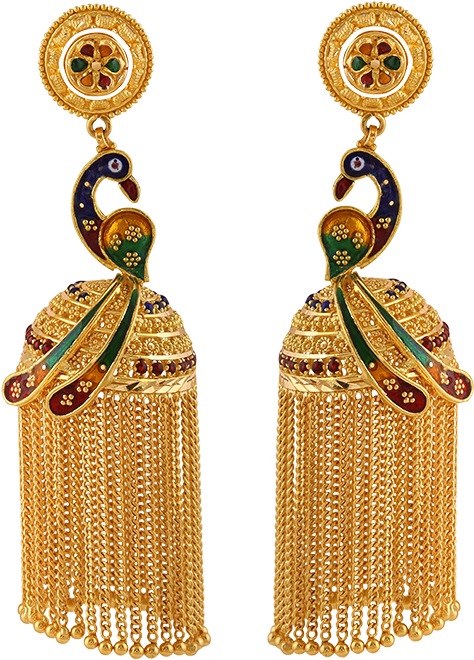 Stylish Pair Of Earrings With Traditional Enameled - Earrings Clipart (700x791), Png Download