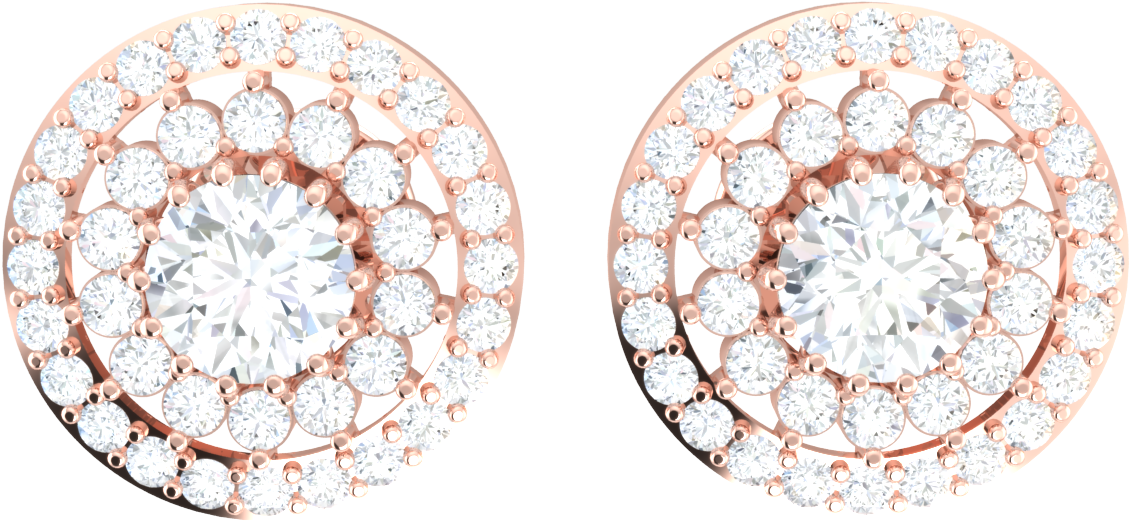 Round Natural Diamond 10k Gold Earrings For Women Double - Earrings Clipart (1200x1200), Png Download