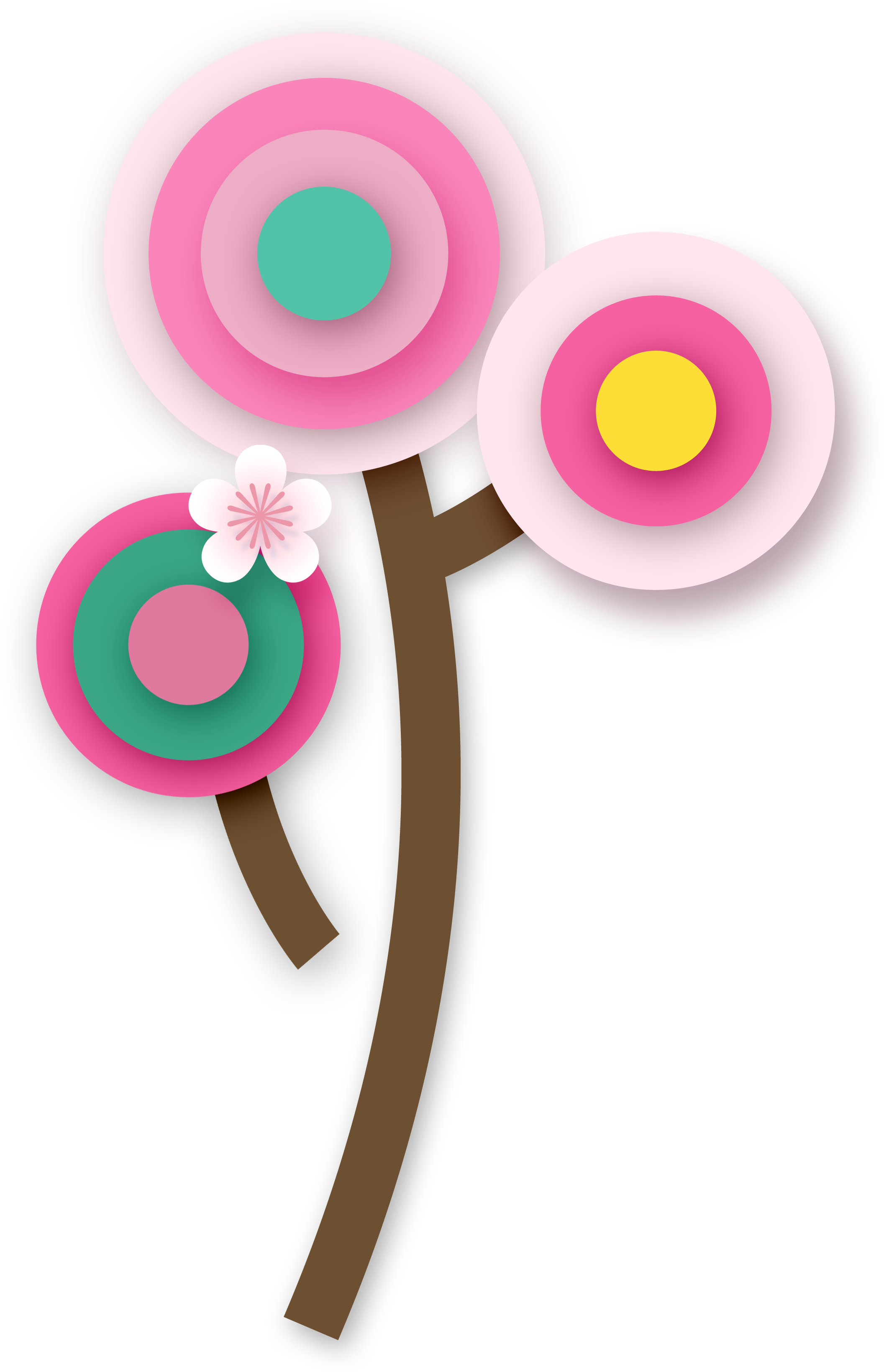 Hand Painted Cartoon Flat Flower Decoration Vector Clipart (2113x3279), Png Download