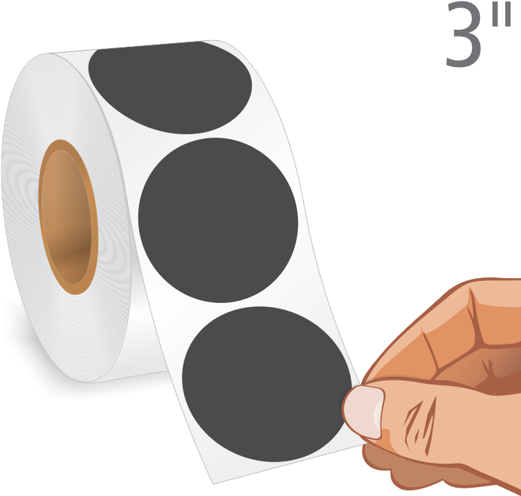 Black Circular Color Coded 1000 Labels/roll - Toilet Paper Clipart (800x800), Png Download