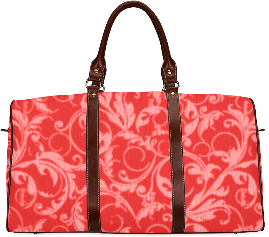 Vintage Swirls Coral Red Waterproof Travel Bag/small - Harry Potter Weekender Bag Clipart (1000x1000), Png Download