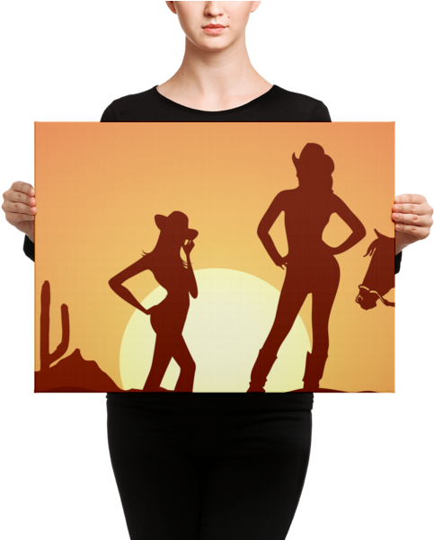 Cowgirl Silhouette Canvas - Silhouette Clipart (600x600), Png Download