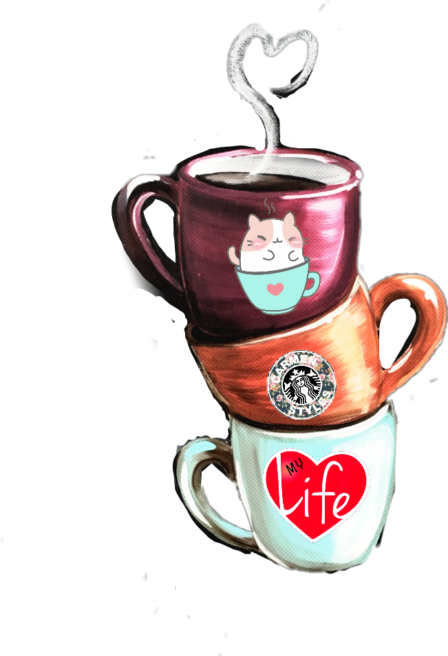 #starbucks #cat #mylife #cups #coffee #mugs #freetoedit - Ceramic Clipart (651x952), Png Download