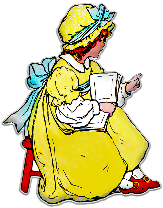 Vintage Girl School Retro Education Child Old Clipart (557x720), Png Download