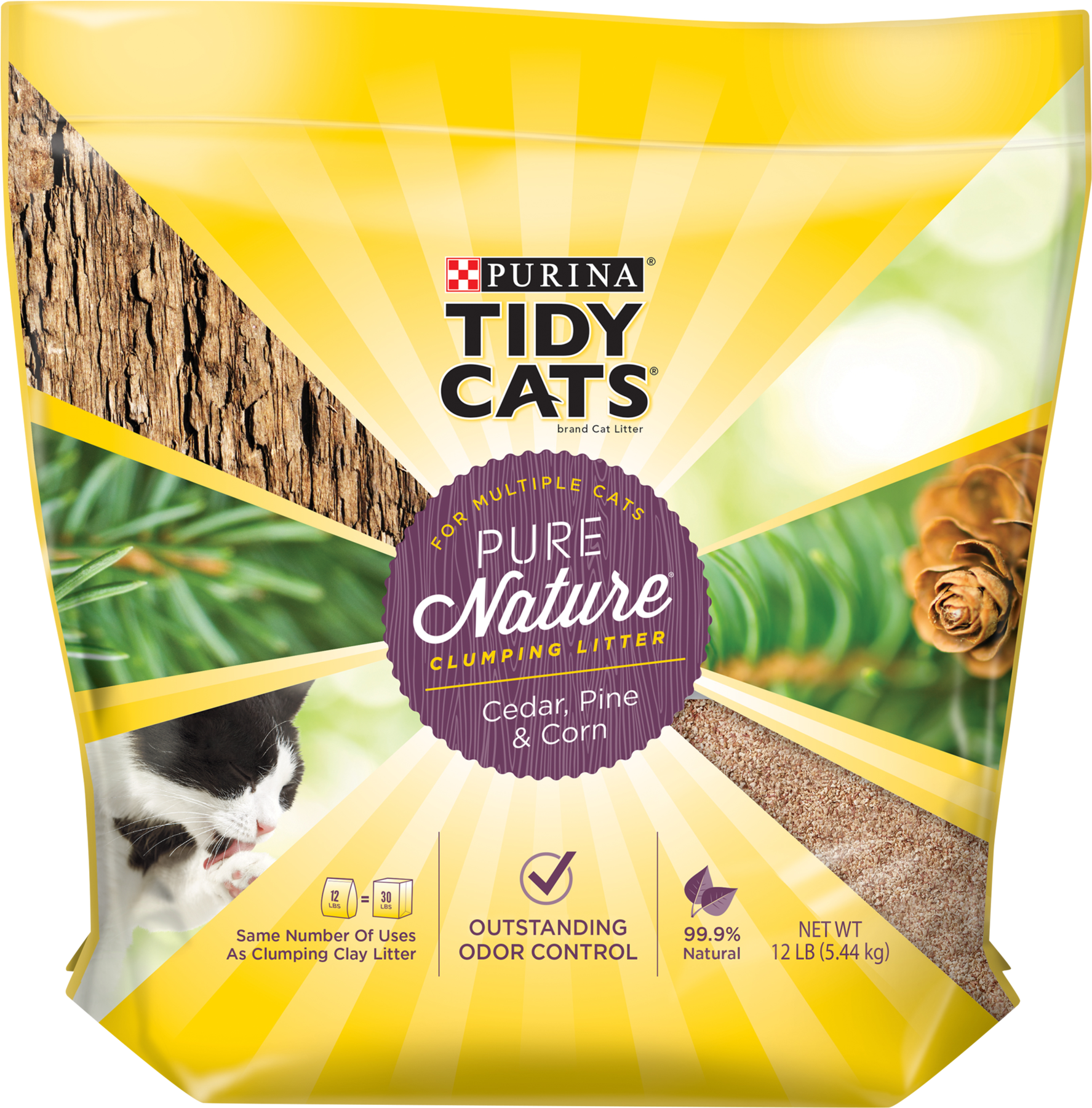 Purina Tidy Cats Pure Nature Cedar, Pine & Corn Clumping - Tidy Cats Pure Nature Cat Litter Clipart (1800x1800), Png Download