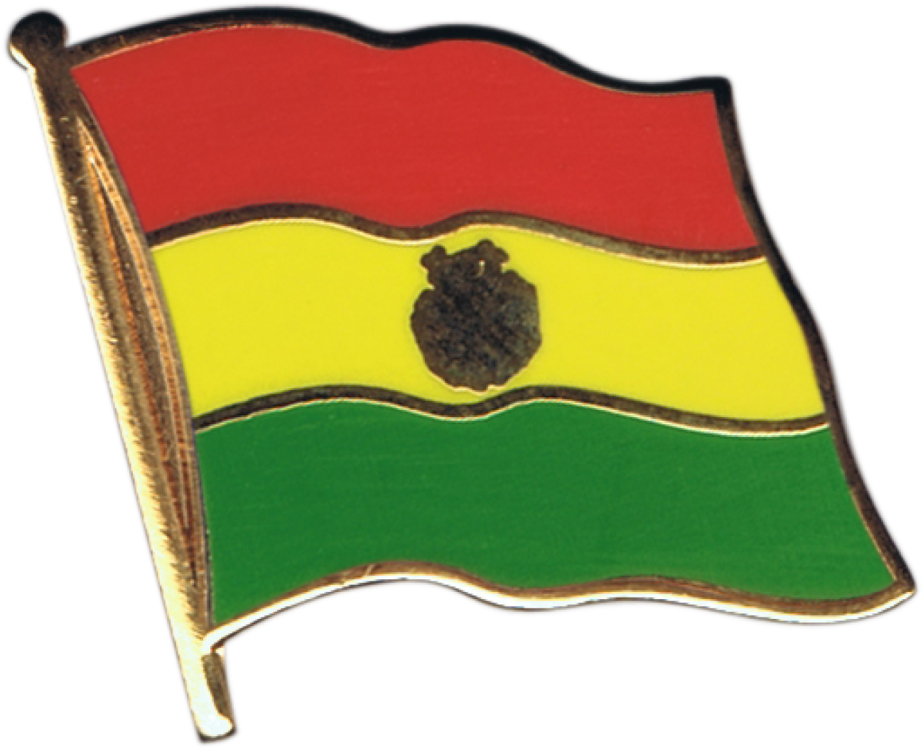Bolivia Flag Pin, Badge - Mexican Flag Drawing Simple Clipart (1299x1054), Png Download
