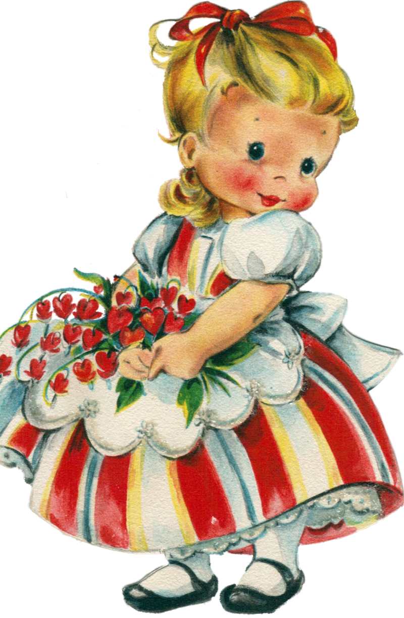 Vintage Valentine Sweet Girl Valentine Crafts, Valentines - Valentines Card For Your Daughter Clipart (800x1223), Png Download