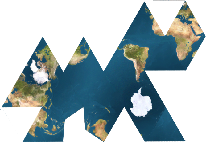 Dymaxion Map Ocean - Earth Map Clipart (668x465), Png Download