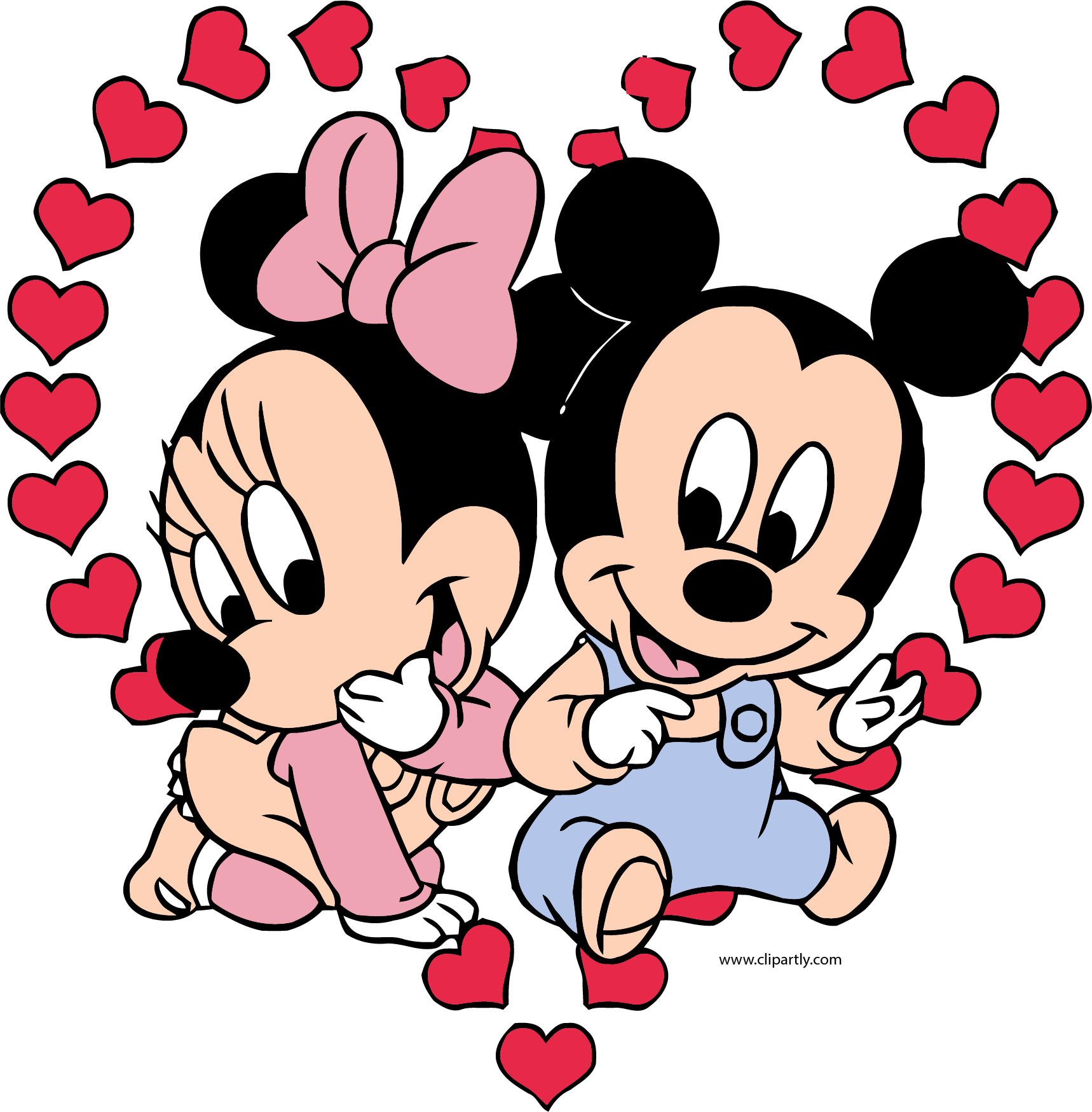 Baby Mickey And Minnie Mouse Heart Clipart Png - De Mickey Et Minnie Bébé Transparent Png (1718x1749), Png Download