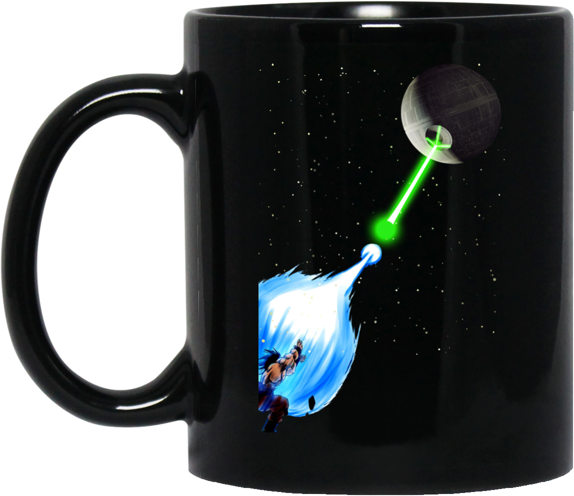 Image 6px Dragon Ball Songoku Vs Death Star Coffee - Son Goku Mug Clipart (1155x1155), Png Download