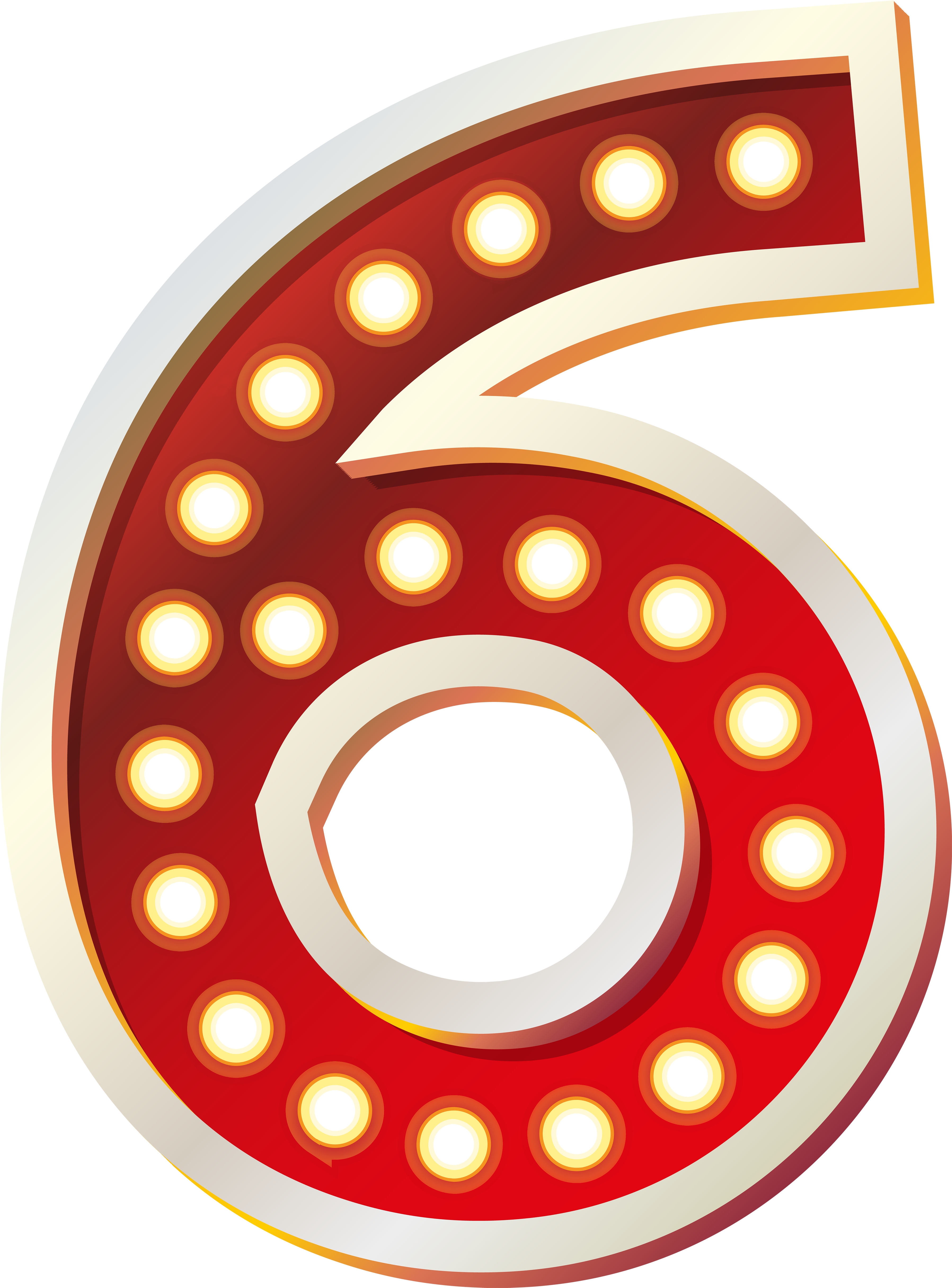 Red Number Six With Lights Png Clip Art Image - Six Clipart Png Transparent Png (3698x5000), Png Download