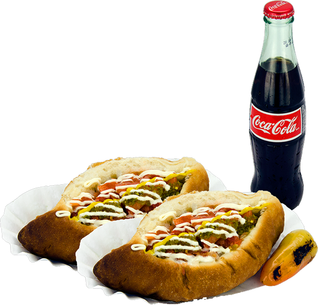 2 Sonoran Hot Dogs Any Drink - Hot Dog Sonora Png Clipart (651x624), Png Download