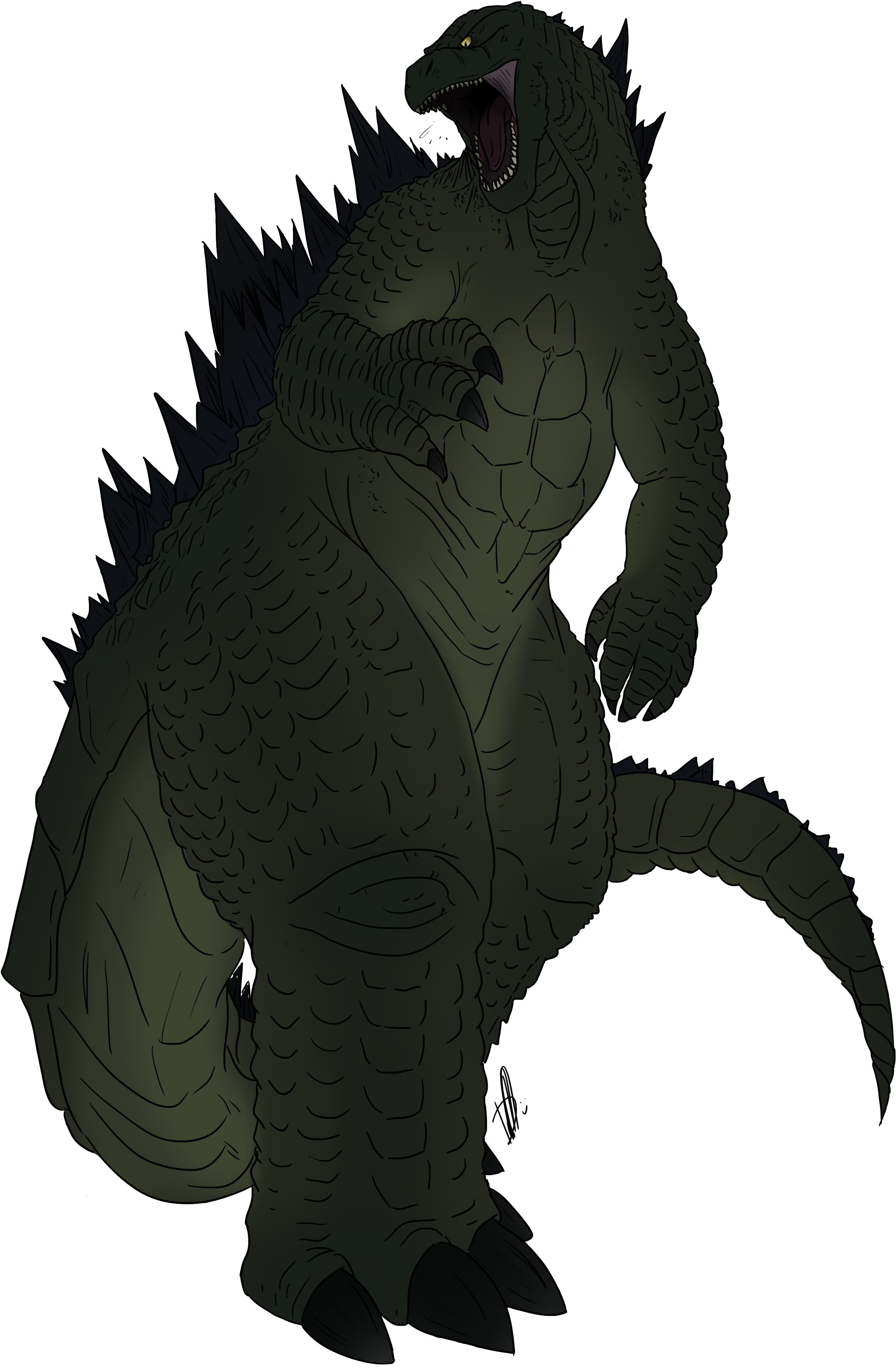 Legendarygoji Japanese Film, Godzilla, Tyrannosaurus, - Illustration Clipart (2876x3996), Png Download