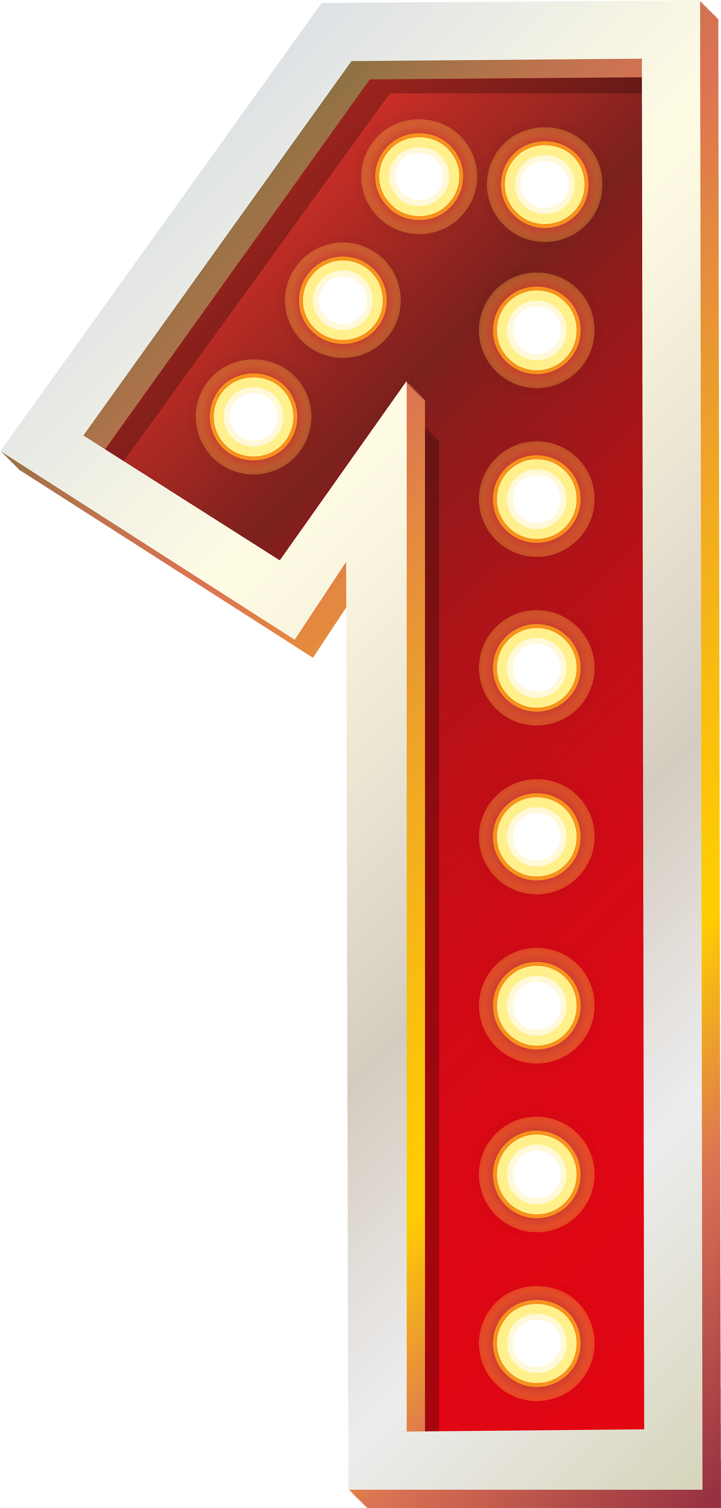 Red Number One With Lights Png Clip Art Image - Number 1 In Lights Transparent Png (2398x5000), Png Download
