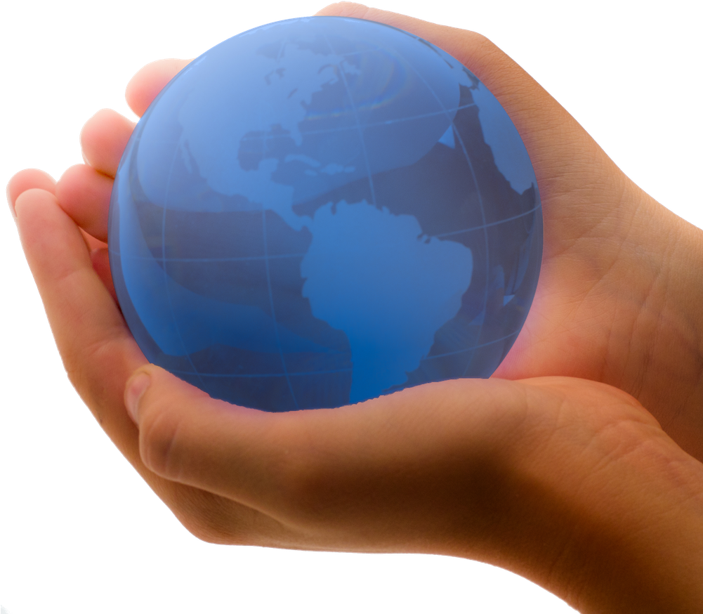 Blue Earth In Child's Hands - Globe In Hands Png Clipart (1000x888), Png Download