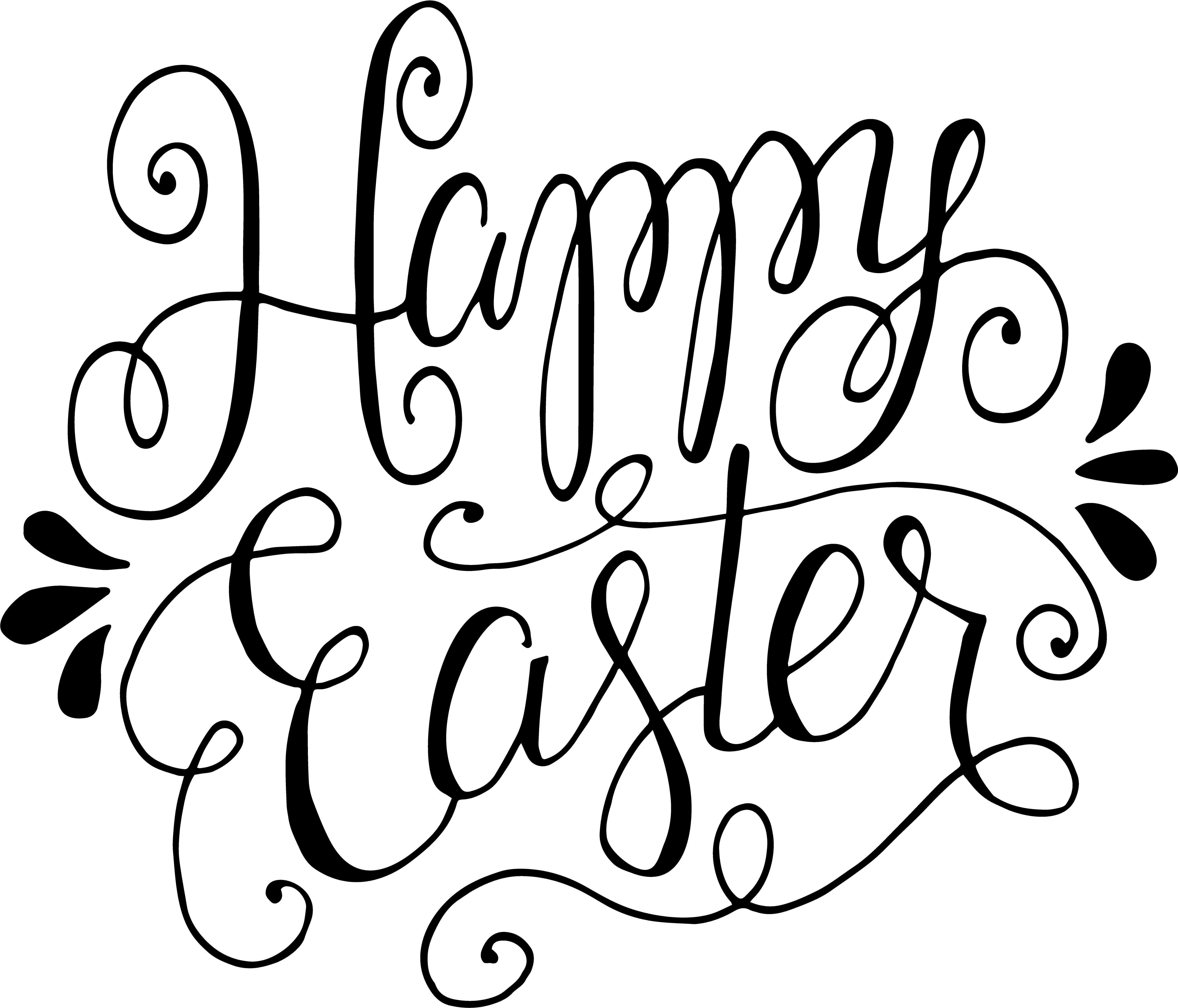 Happy Easter Black And White Clipart (5000x5000), Png Download