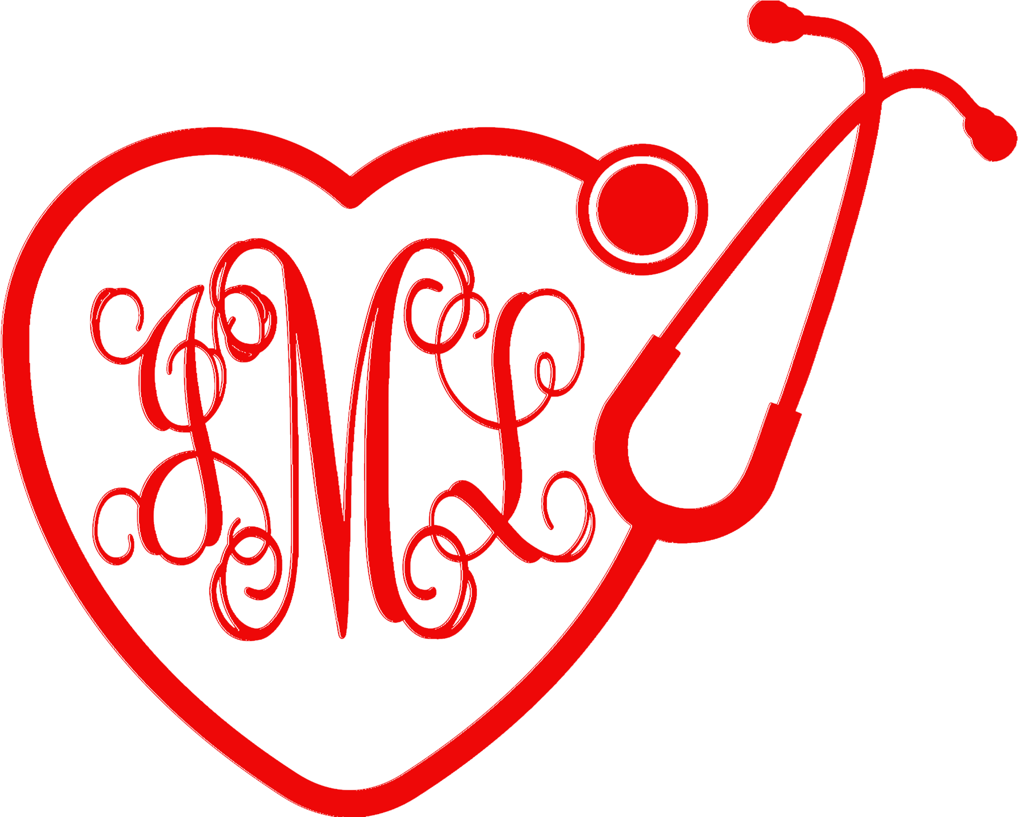 Monogrammed Heart Stethoscope Car Decal - Stethoscope ...