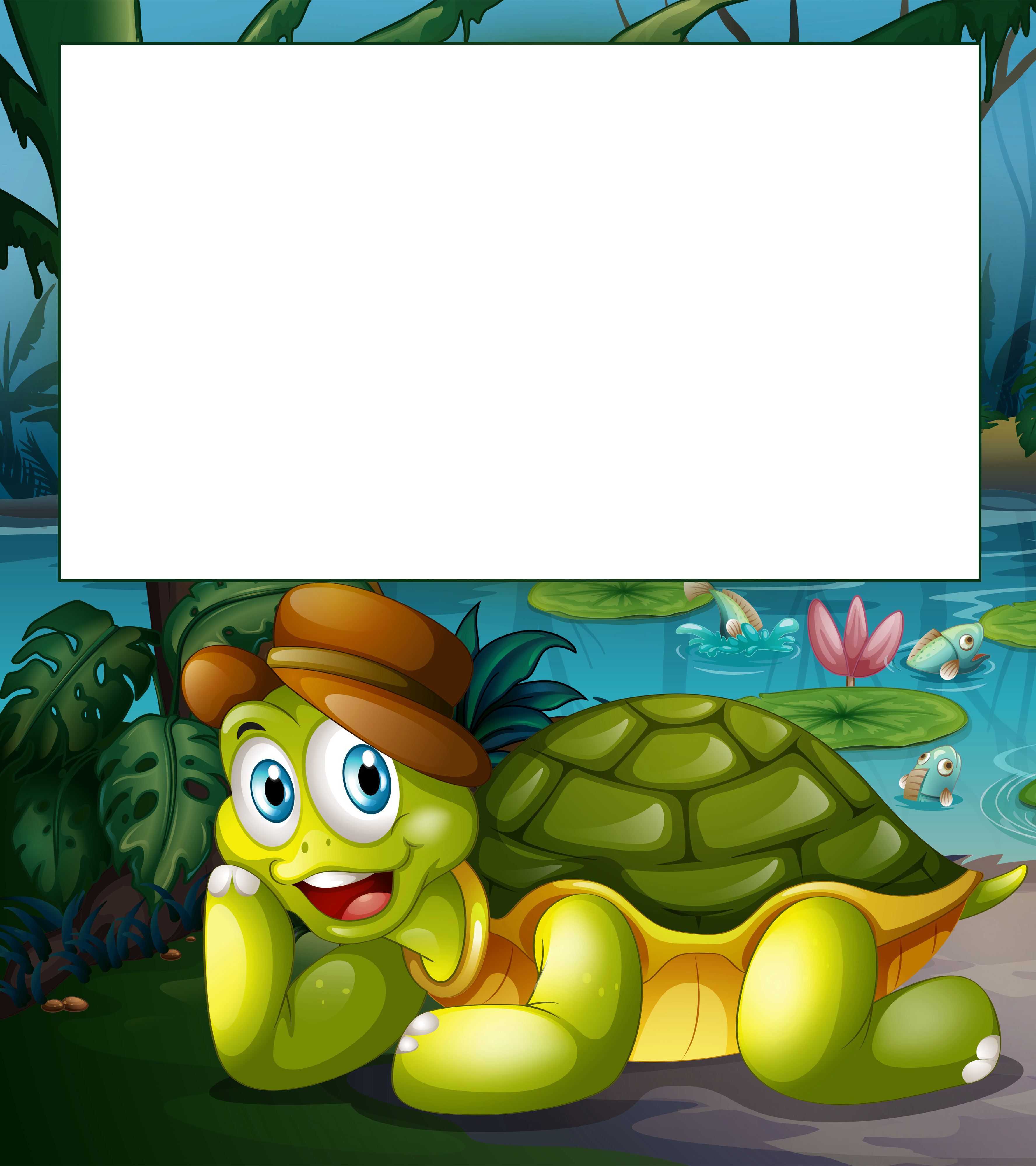 Child Png Frame With Turtle - Turtle Frame Clipart (3552x3999), Png Download