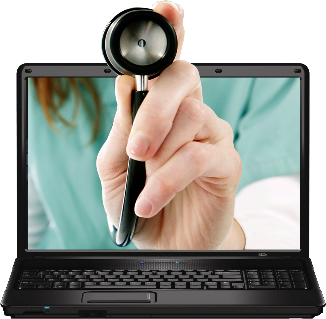 Laptop And Stethoscope - Laptop Hp Clipart (1200x1181), Png Download