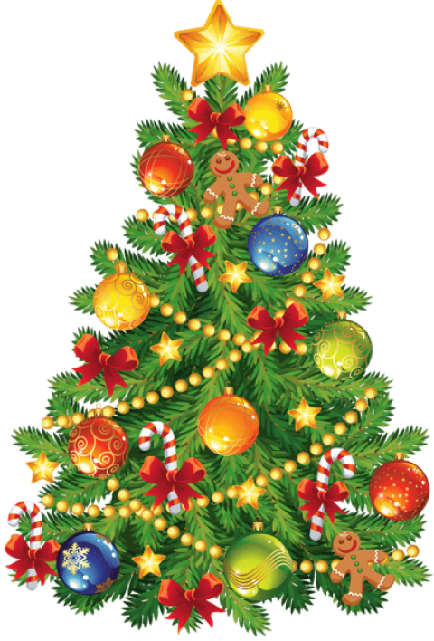 Free Png Large Transparent Christmas Tree With Gingerbread - Christmas Tree Merry Christmas Clipart (480x708), Png Download