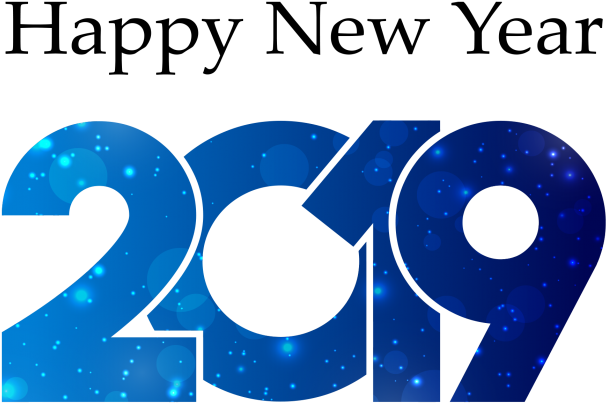 2019 Blue Happy New Year Png Clipart (715x715), Png Download