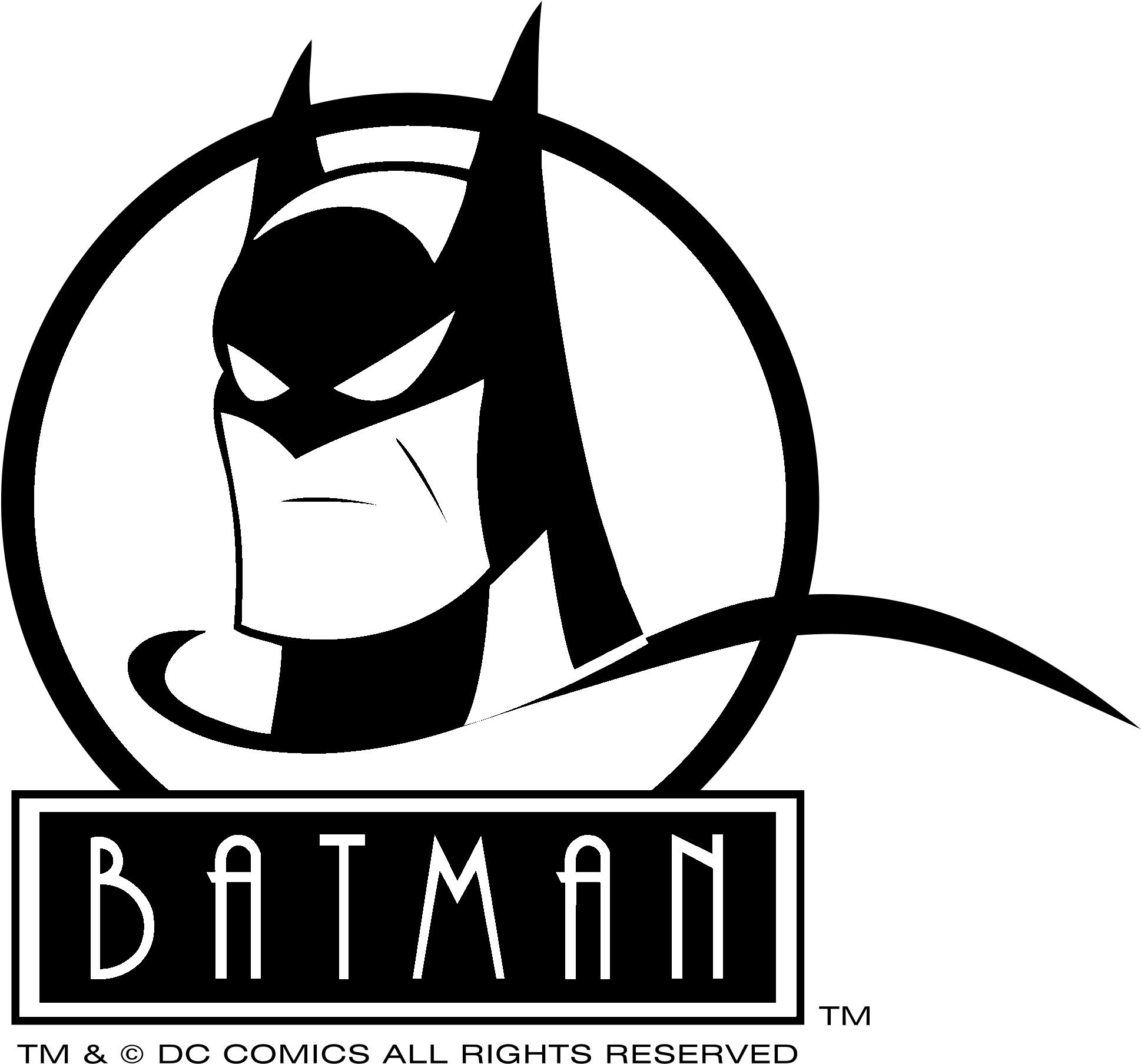 Batman Logo Black And White - Batman The Animated Series Clipart (2400x2400), Png Download