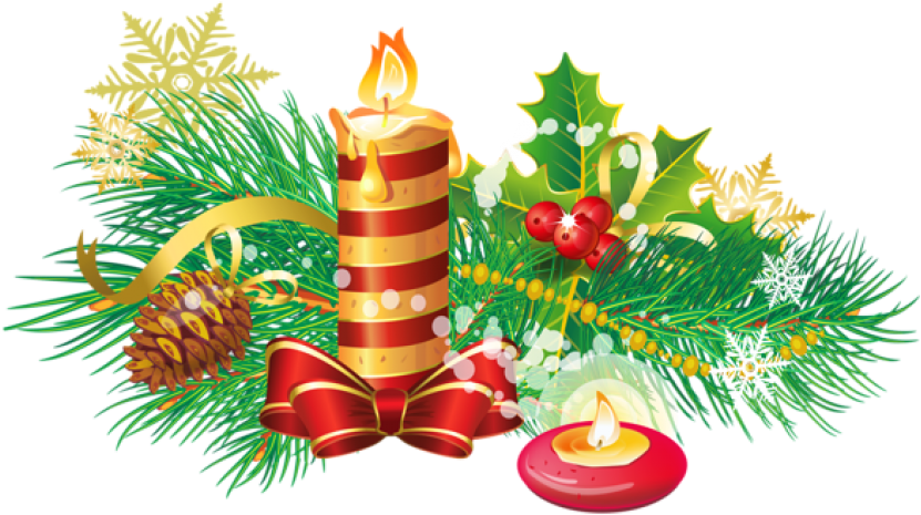 Free Png Transparent Christmas Candle Png - Christmas Decoration Candle Png Clipart (850x523), Png Download