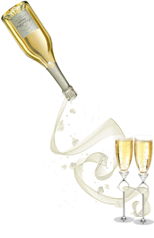 Verres Et Bouteille De Champagne - Bouteille De Champagne Mariage Clipart (571x800), Png Download