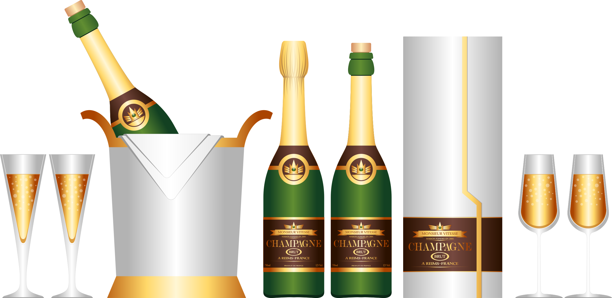 This Free Icons Png Design Of Champagne Set Clipart (2400x1169), Png Download