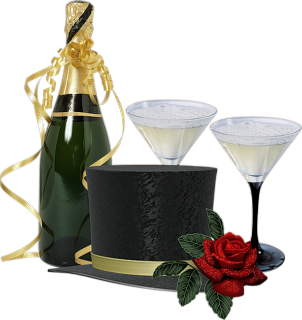 Champagne Bottle And Glasses Clipart (595x630), Png Download