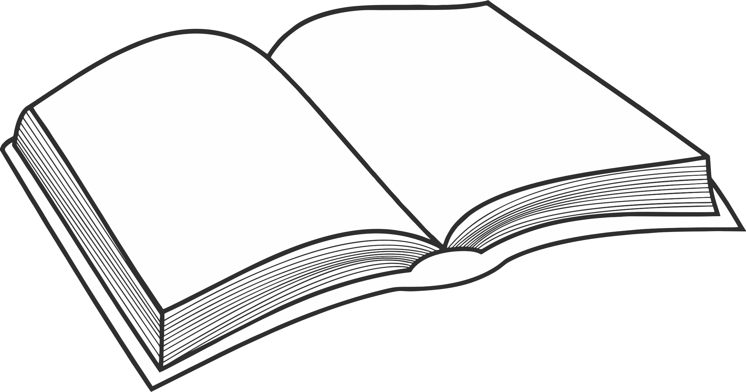 Book Clip Art - Simple Open Book Drawing - Png Download (2400x1262), Png Download