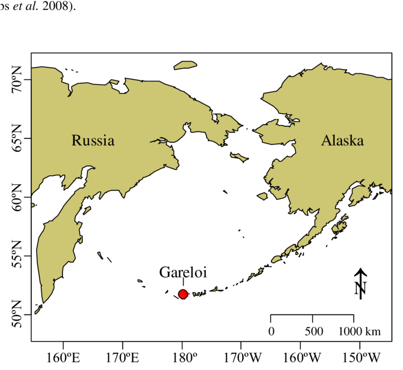 Location Of Gareloi Island, Alaska Along The Aleutian - Aleutian Islands Locations Clipart (850x779), Png Download