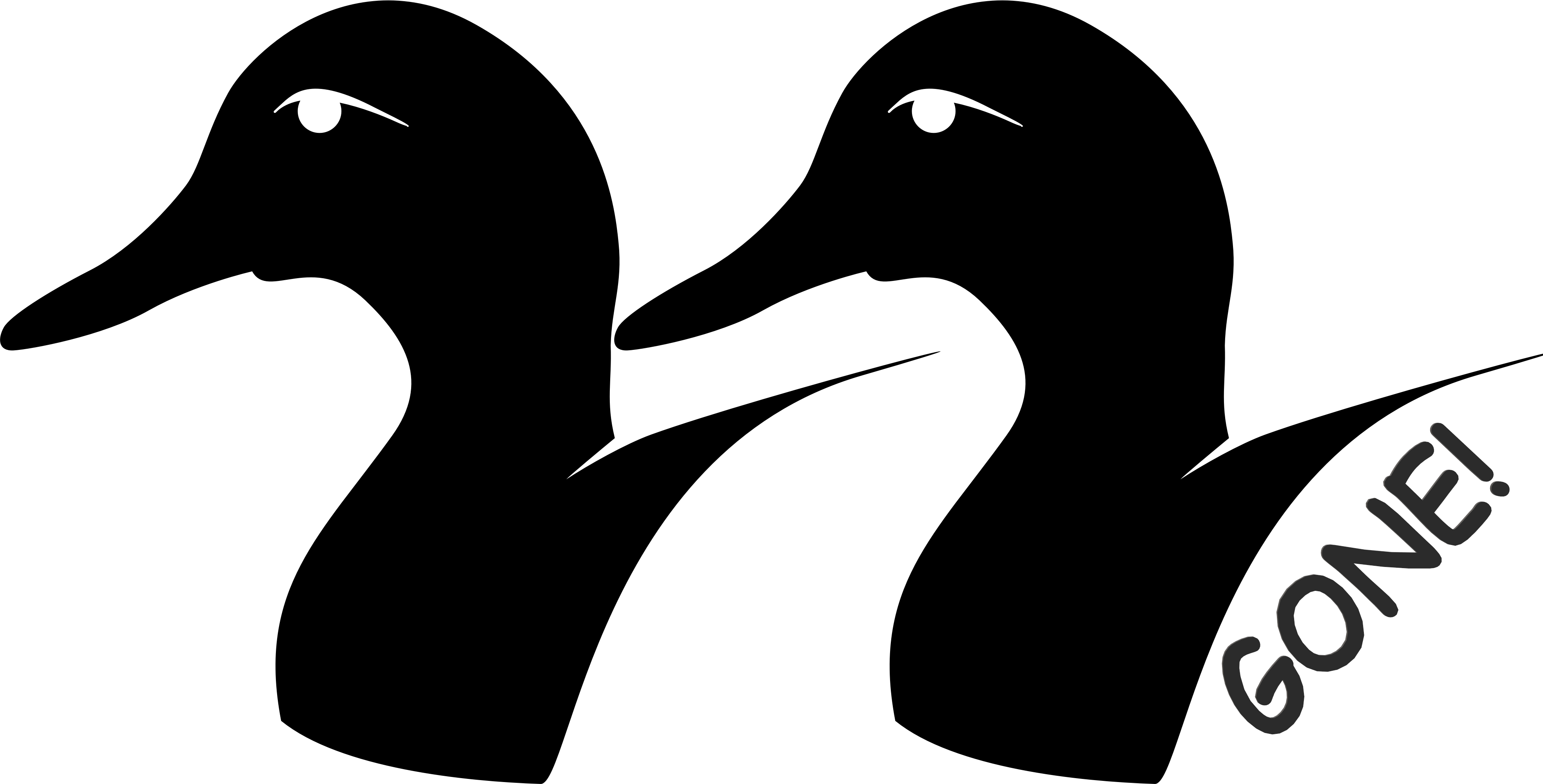 Duck Face Silhouette Clipart (3937x2001), Png Download