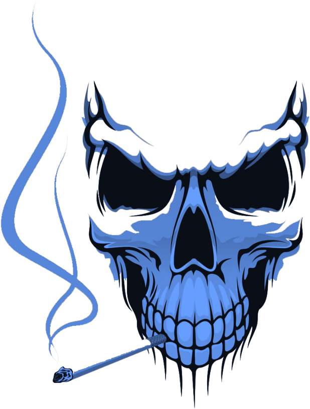 Skull Smoking Cig Tattoo - Danger Skull Clipart (618x816), Png Download