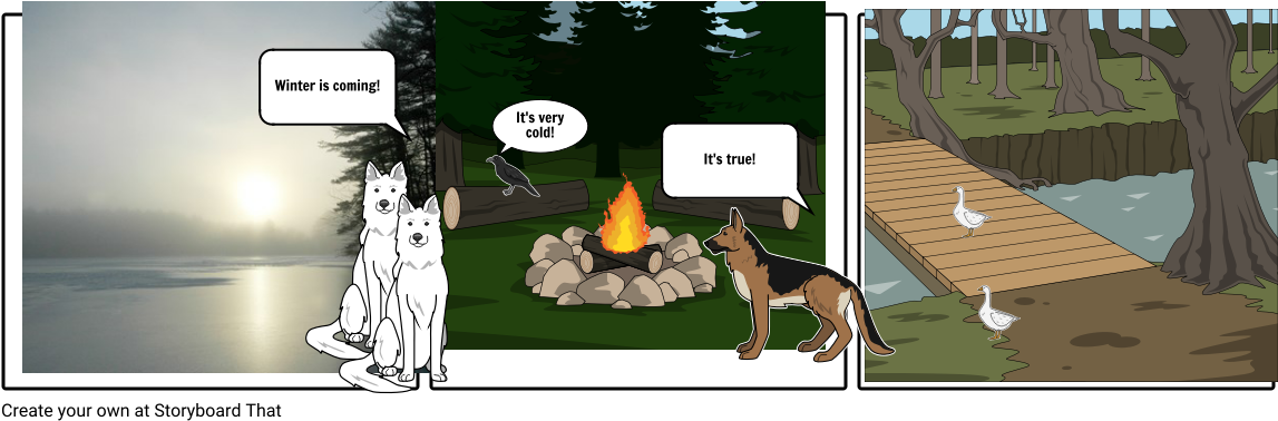 Winter In The Wood - Cartoon Clipart (1164x385), Png Download