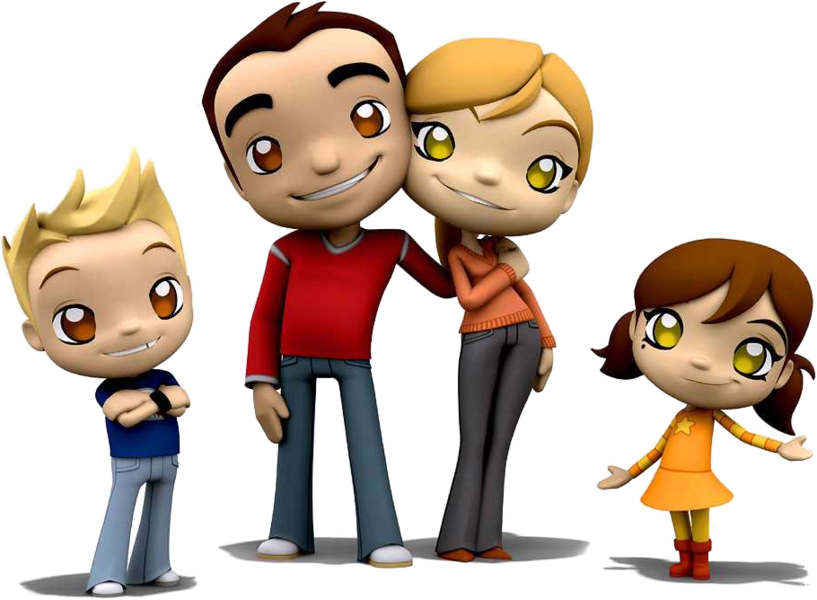 Cartoon Family - 3d Animation Cartoon Png Clipart (817x600), Png Download