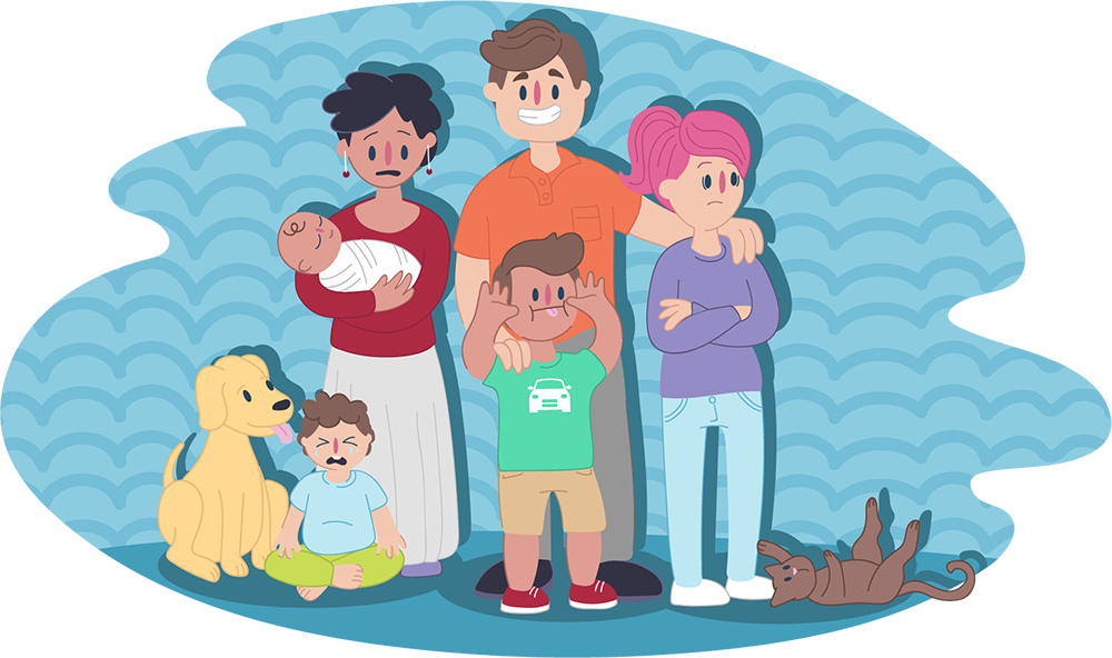 Short Clipart Family - Family Kids - Png Download (1000x592), Png Download