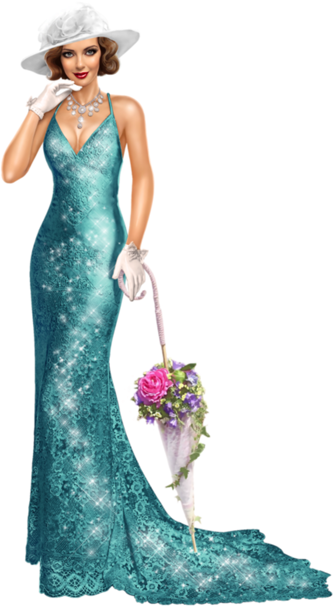 Tubes Femmes Vintage Autre Epoque Page - Tube Femme Robe Verte Png Clipart (800x1221), Png Download