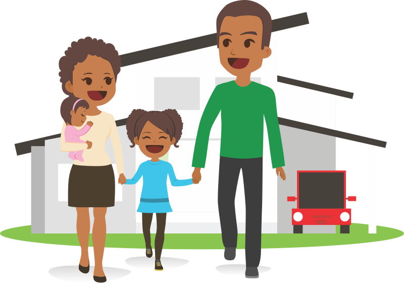 Family Buying A House - Buying A House Png Clipart (800x560), Png Download