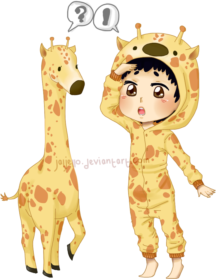African Giraffe Silhouette - Drawing Of Giraffe With Boy Clipart (738x955), Png Download